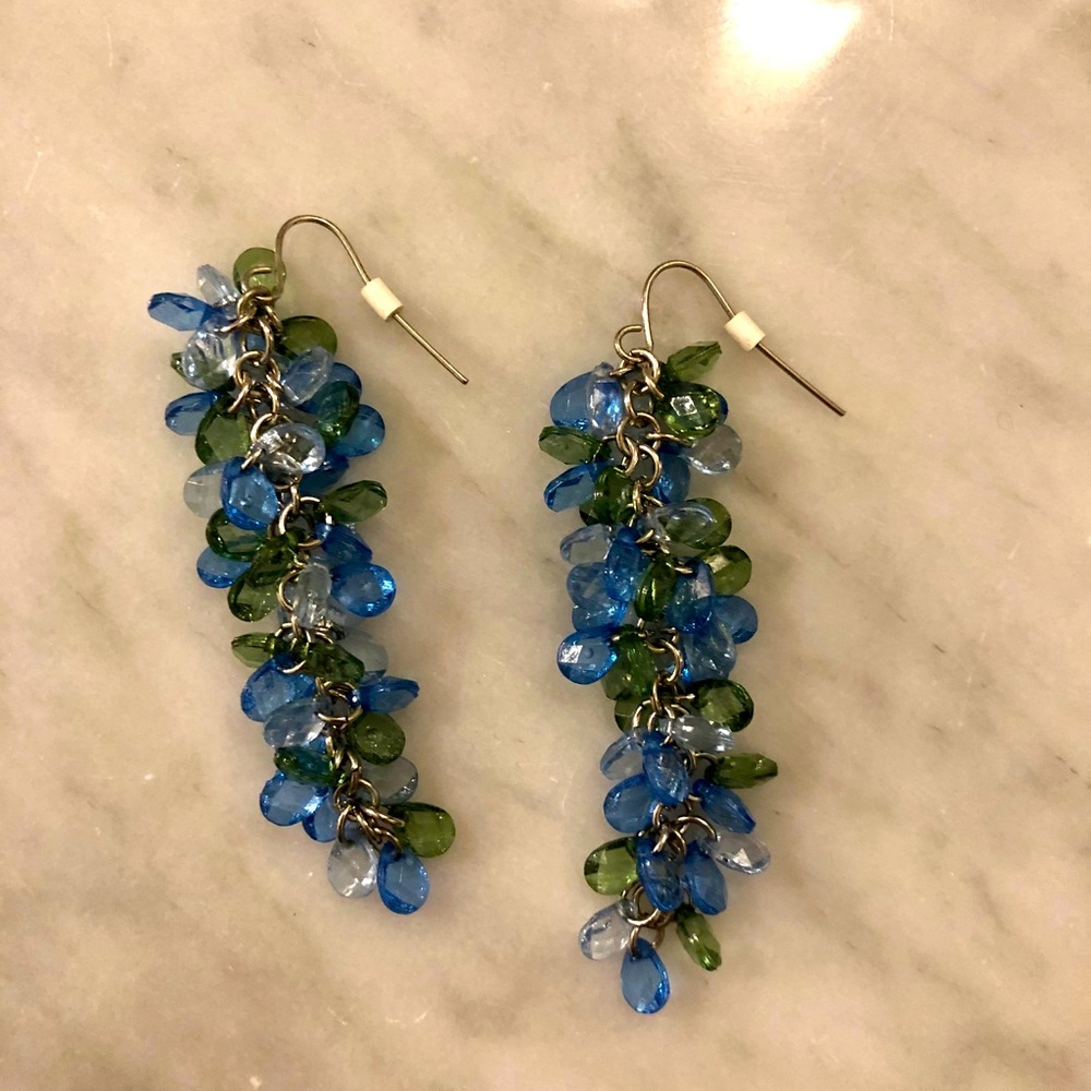 Blue and green dangling earrings